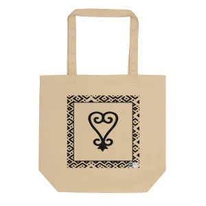 100% cotton Eco Tote Bag, featuring the Adinkra symbol for facing problems, NO TEXT