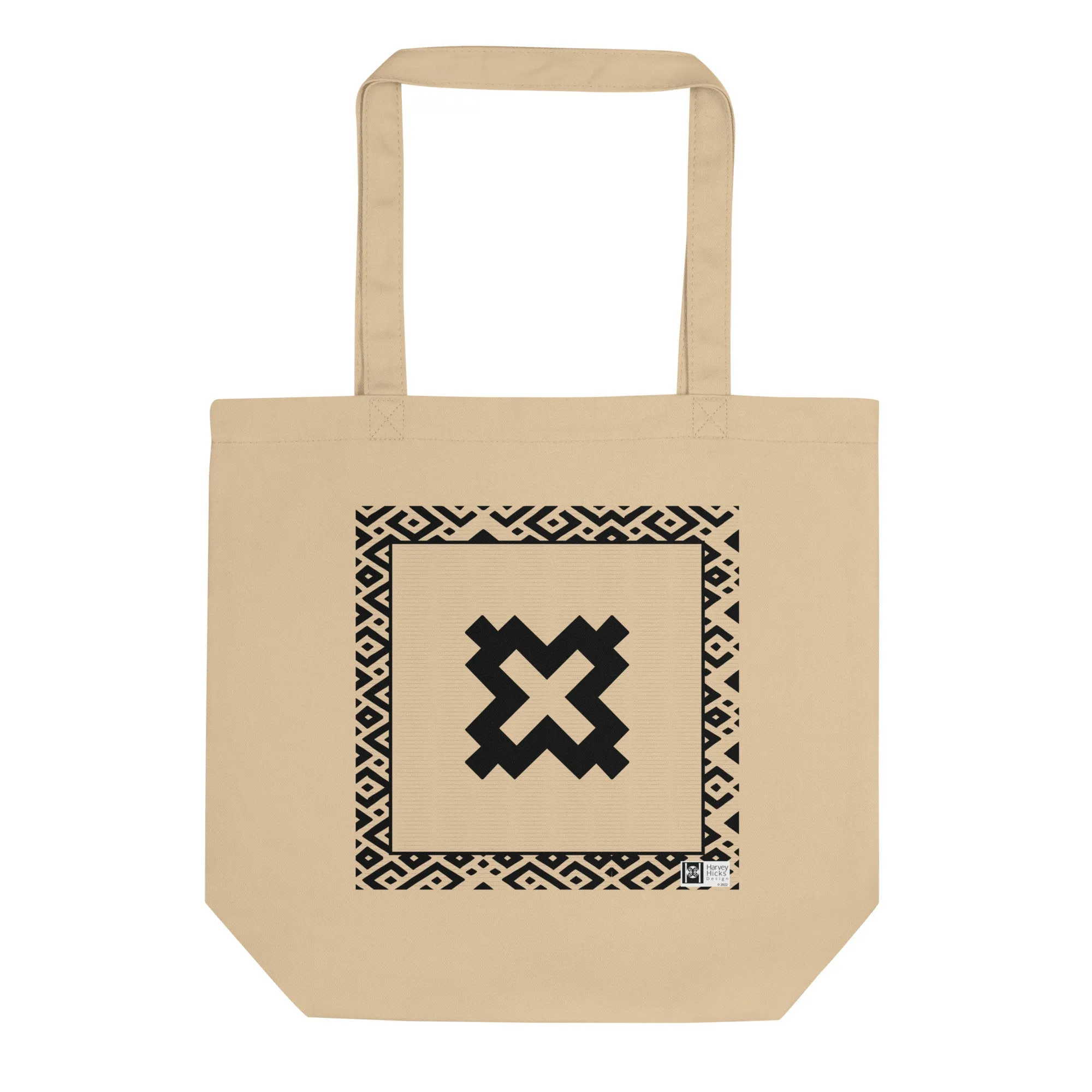 100% cotton Eco Tote Bag, featuring the Adinkra symbol for fortress, NO TEXT
