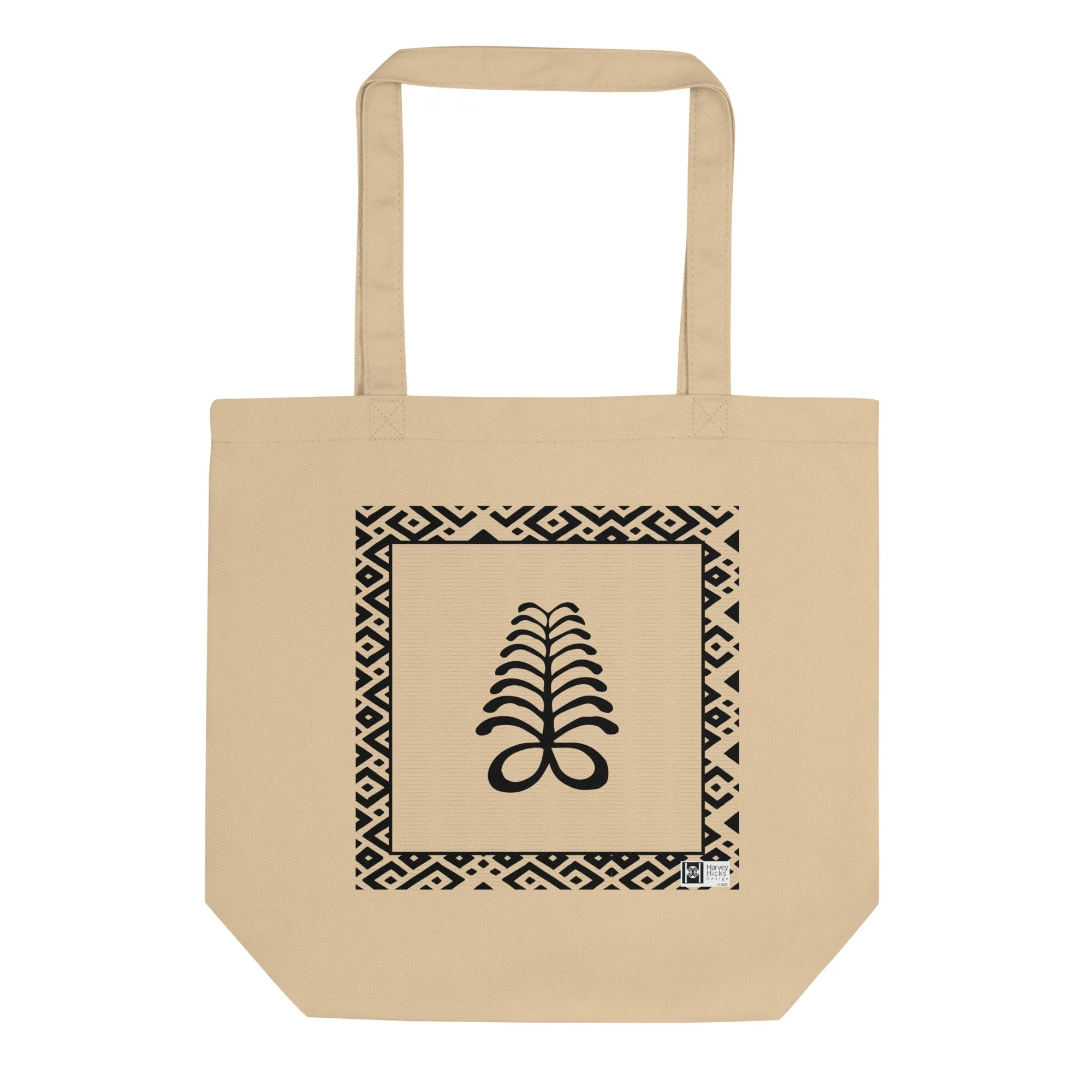 100% cotton Eco Tote Bag, featuring the Adinkra symbol for hardiness, NO TEXT