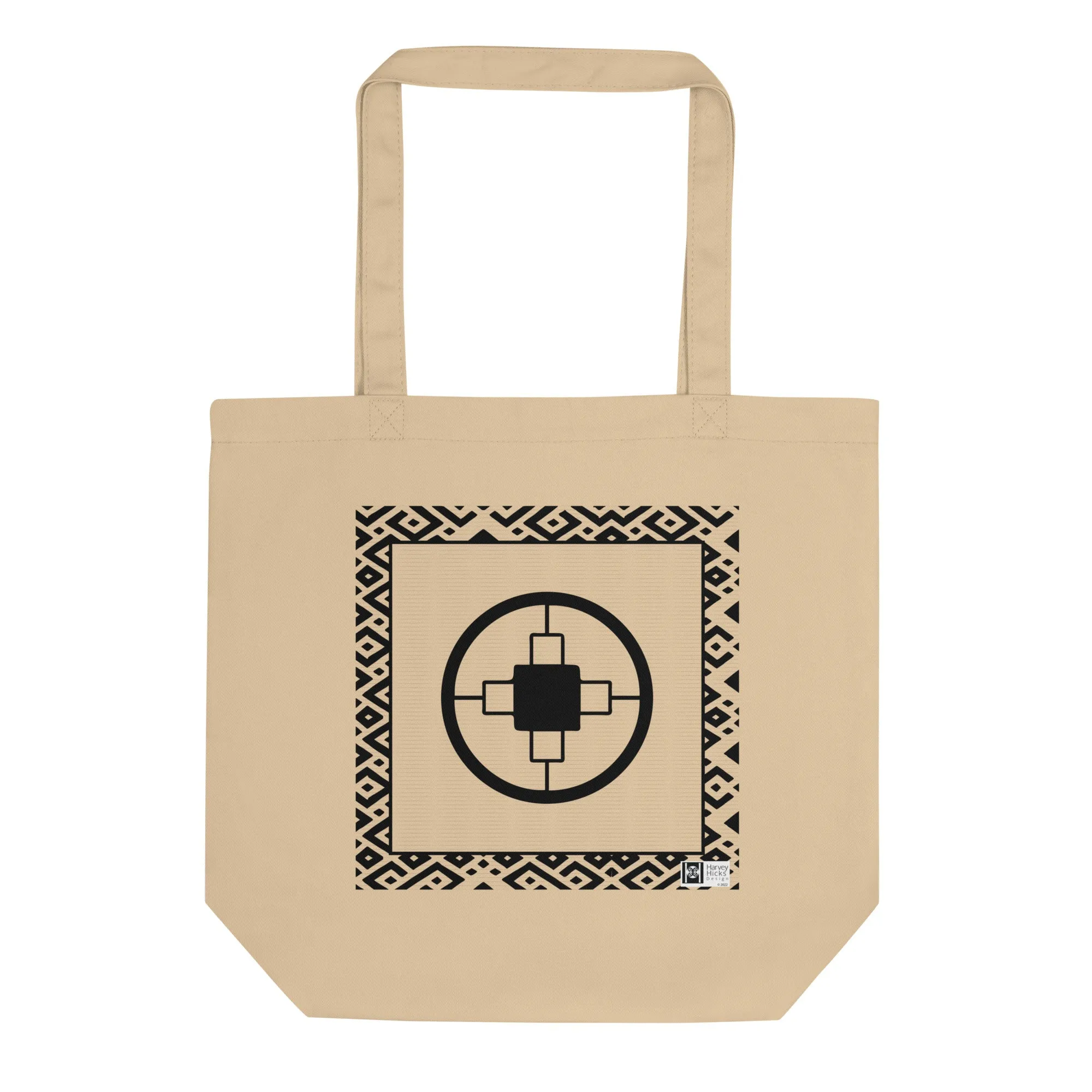 100% cotton Eco Tote Bag, featuring the Adinkra symbol for ingenuity, NO TEXT