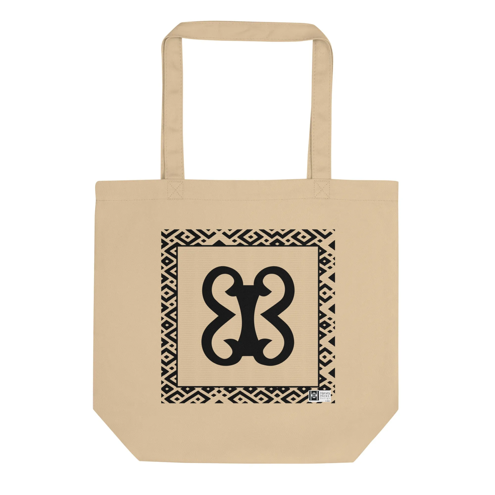 100% cotton Eco Tote Bag, featuring the Adinkra symbol for steadfastness, NO TEXT