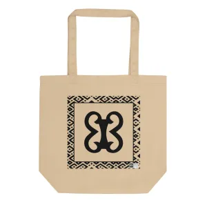 100% cotton Eco Tote Bag, featuring the Adinkra symbol for steadfastness, NO TEXT