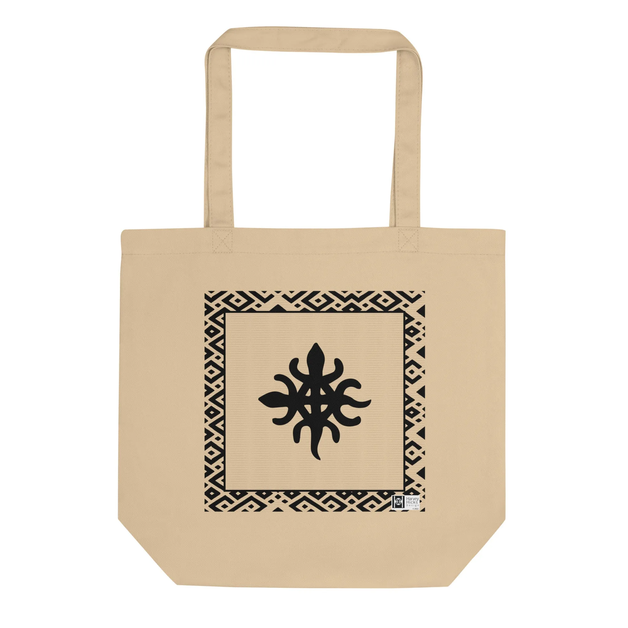 100% cotton Eco Tote Bag, featuring the Adinkra symbol for unity in diversity, NO TEXT