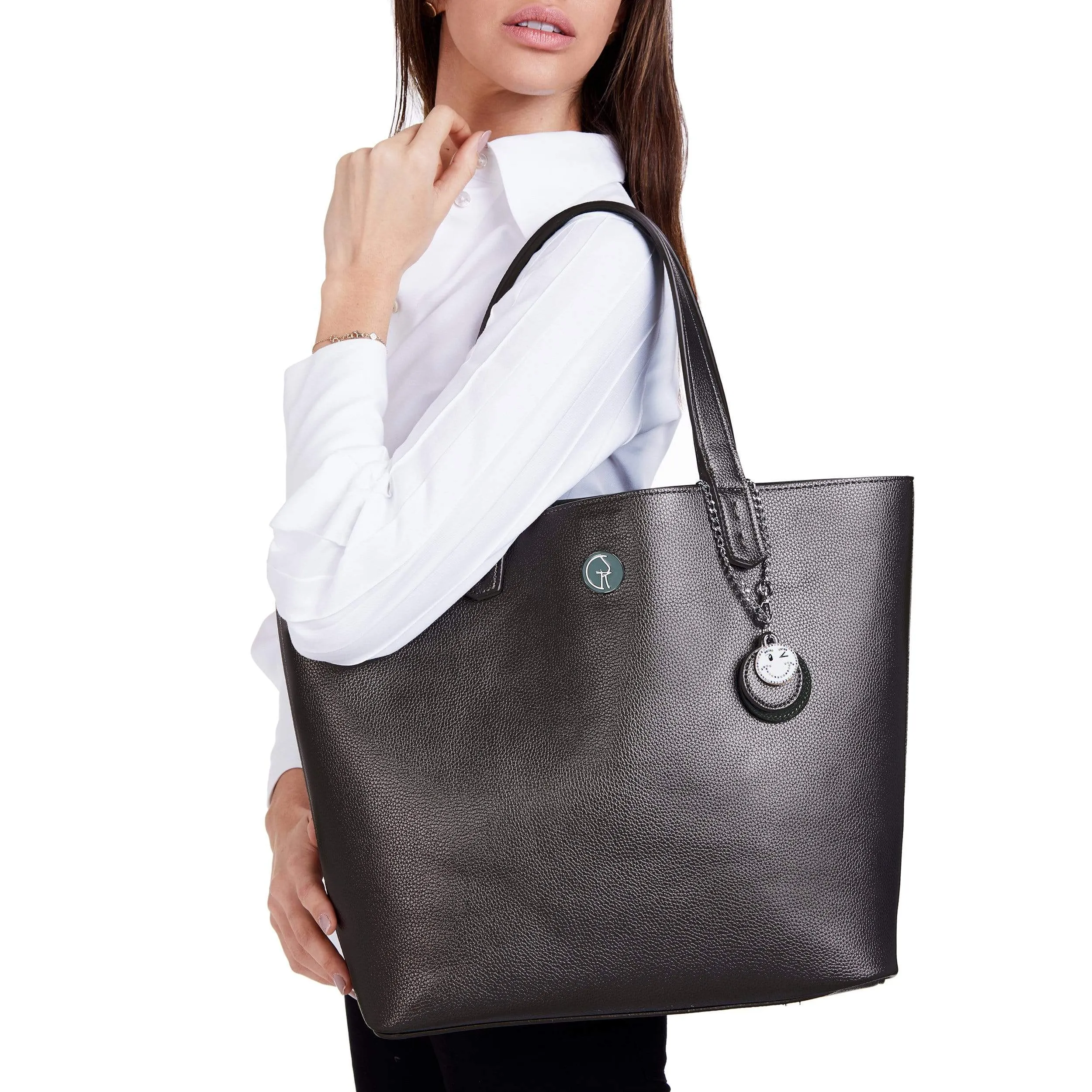 3 Vegan Leather Bags in 1 | Forest Green & Metallic