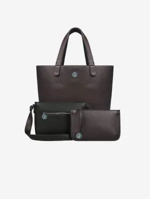 3 Vegan Leather Bags in 1 | Forest Green & Metallic