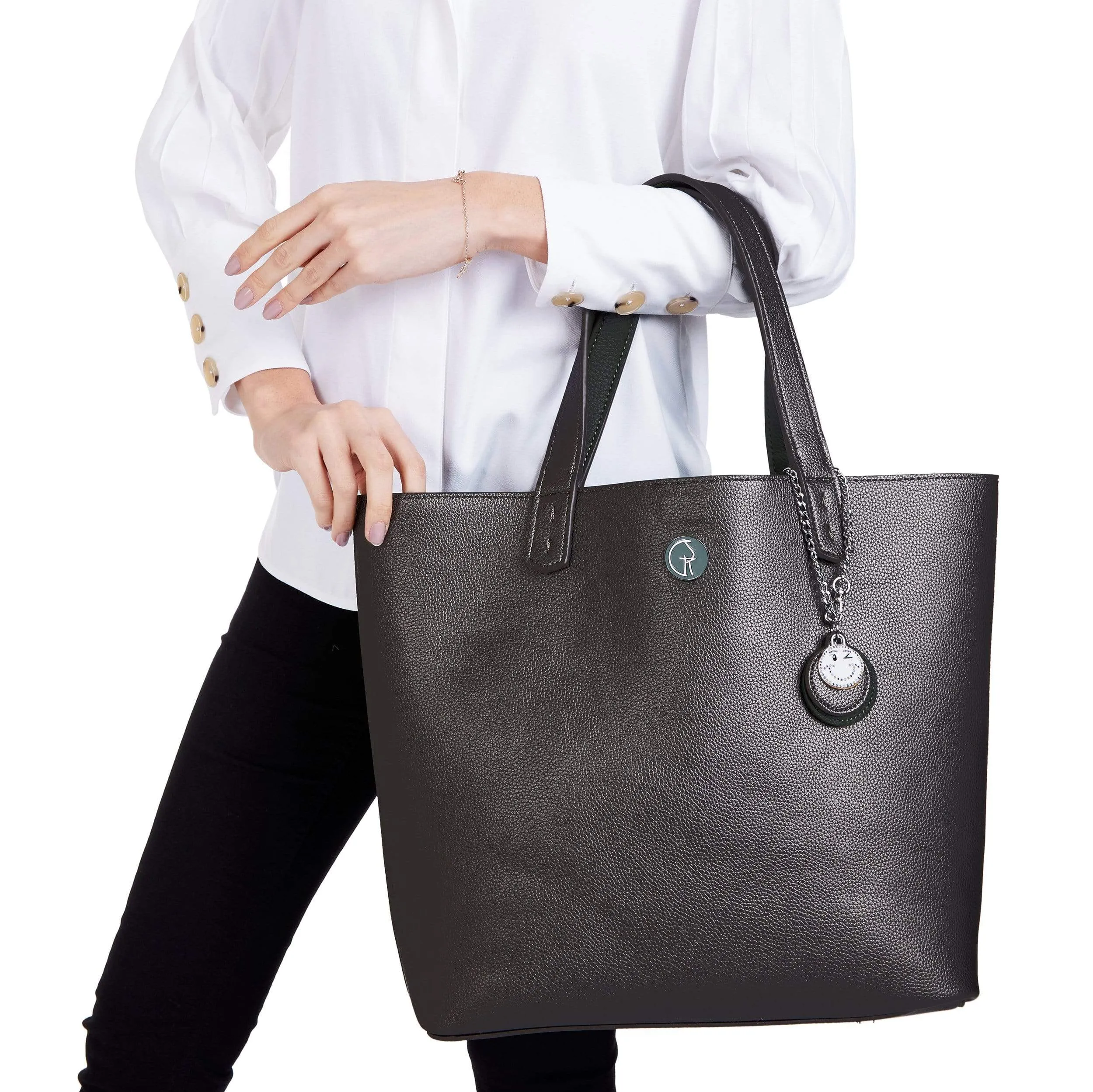 3 Vegan Leather Bags in 1 | Forest Green & Metallic