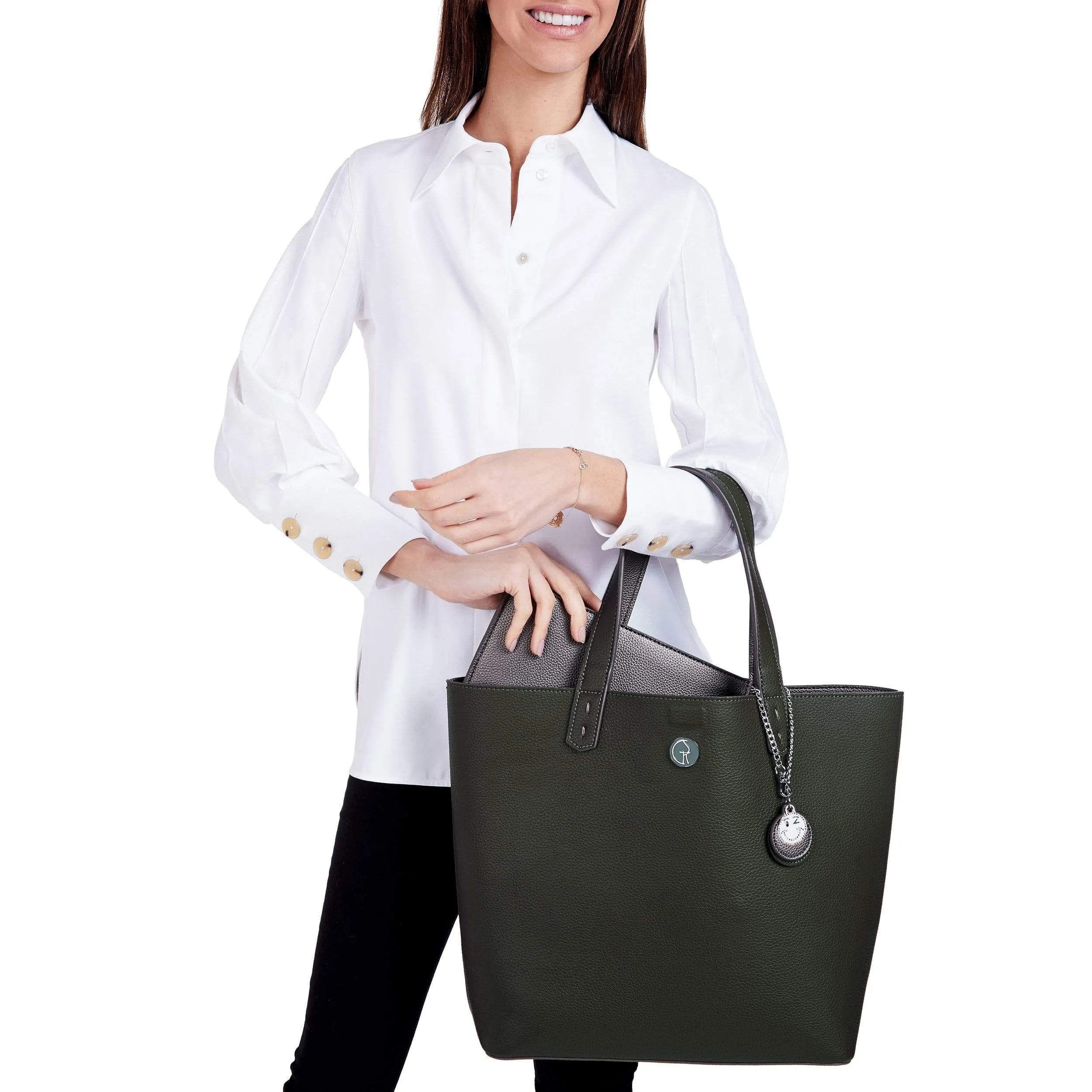 3 Vegan Leather Bags in 1 | Forest Green & Metallic