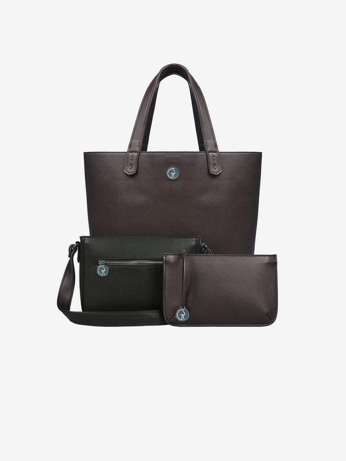 3 Vegan Leather Bags in 1 | Forest Green & Metallic