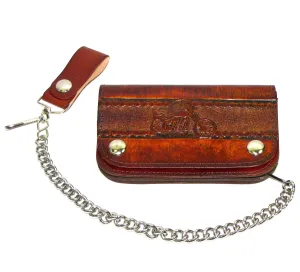 AB412-035  6" Antique Finish Biker Wallet- Motorcycle