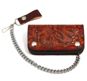 AB412-64  6" Antique Finish Biker Wallet - Open Wing Eagle