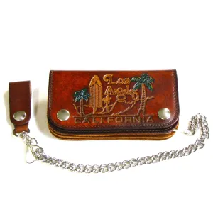 AB412-LA  6" Antique Finish Biker Wallet- Los Angeles