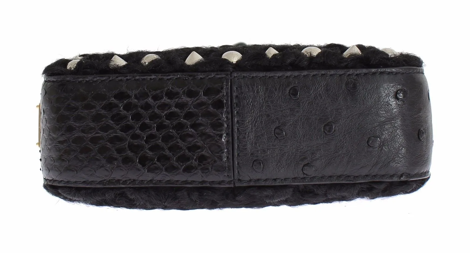 Bag Black Caiman Python Ostrich Ashkatran Purse Handbag