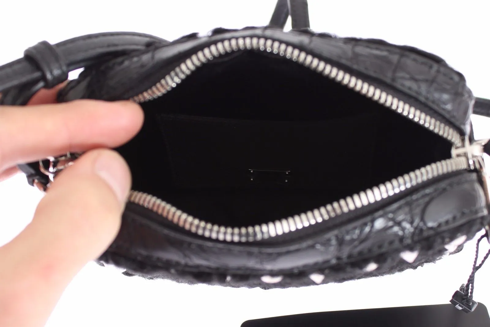 Bag Black Caiman Python Ostrich Ashkatran Purse Handbag