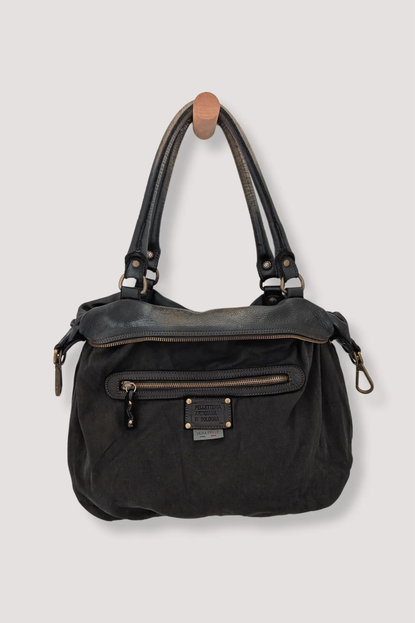 Bayside84 Motorcycle Studded Bag - Black Vintage