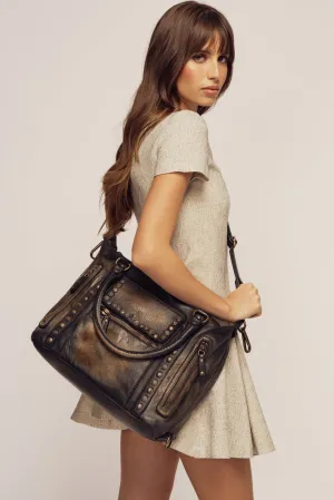 Bayside84 Motorcycle Studded Bag - Black Vintage
