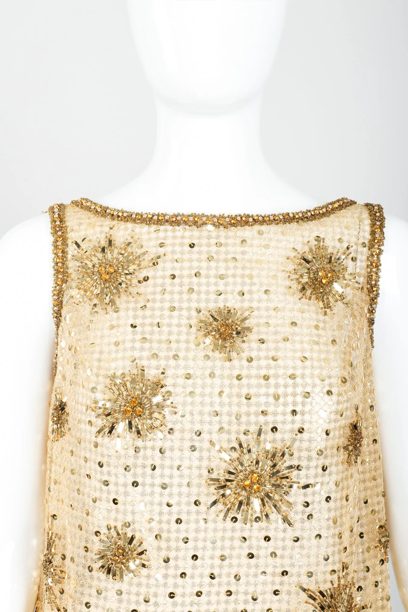 Beaded Sheer Sunburst Dress