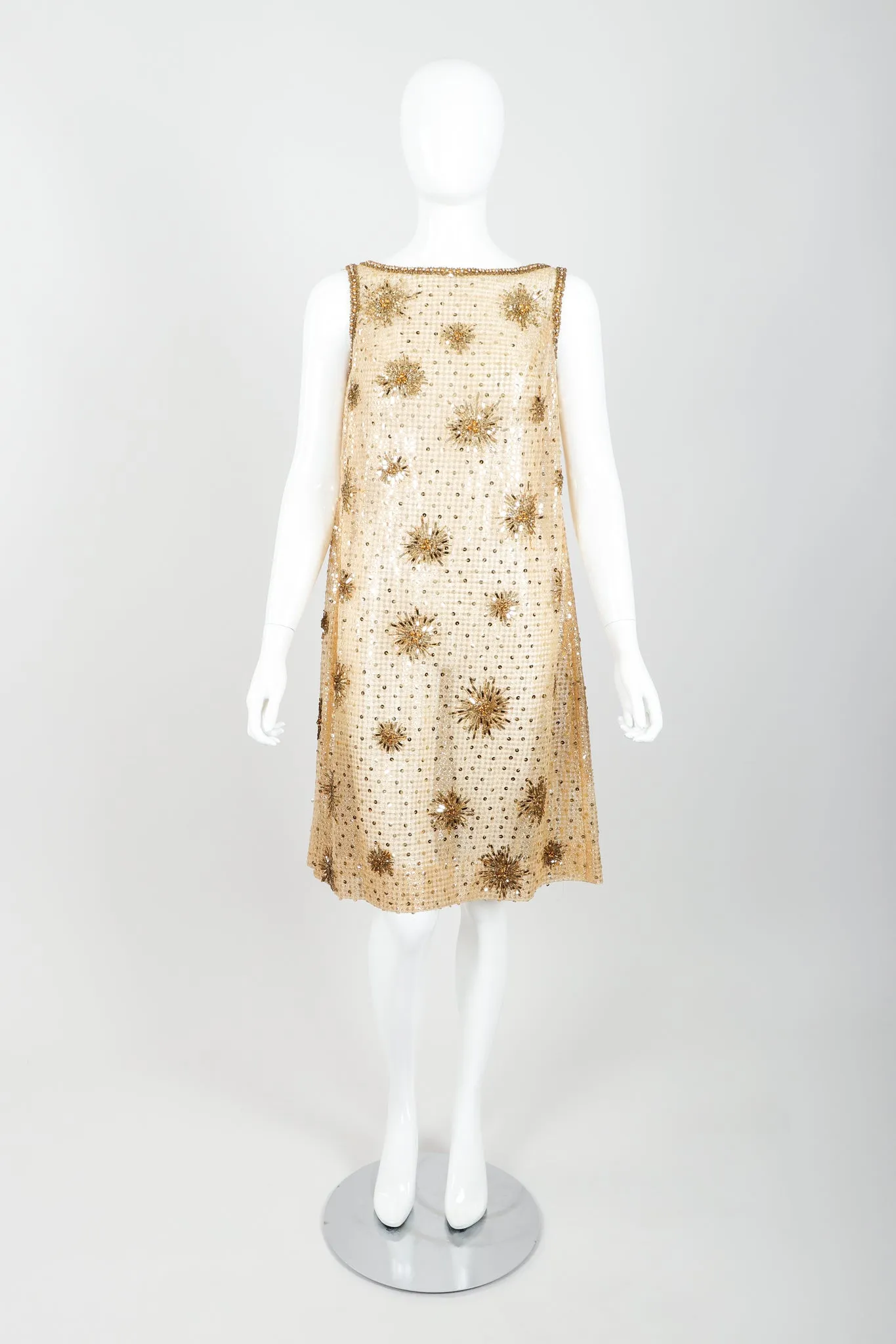 Beaded Sheer Sunburst Dress