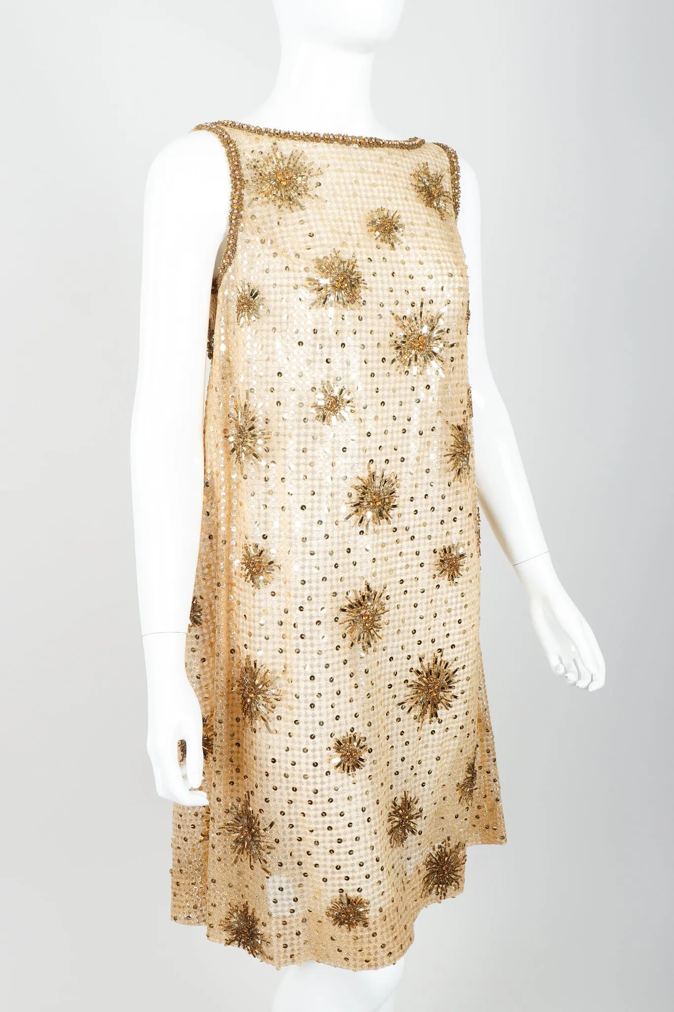 Beaded Sheer Sunburst Dress
