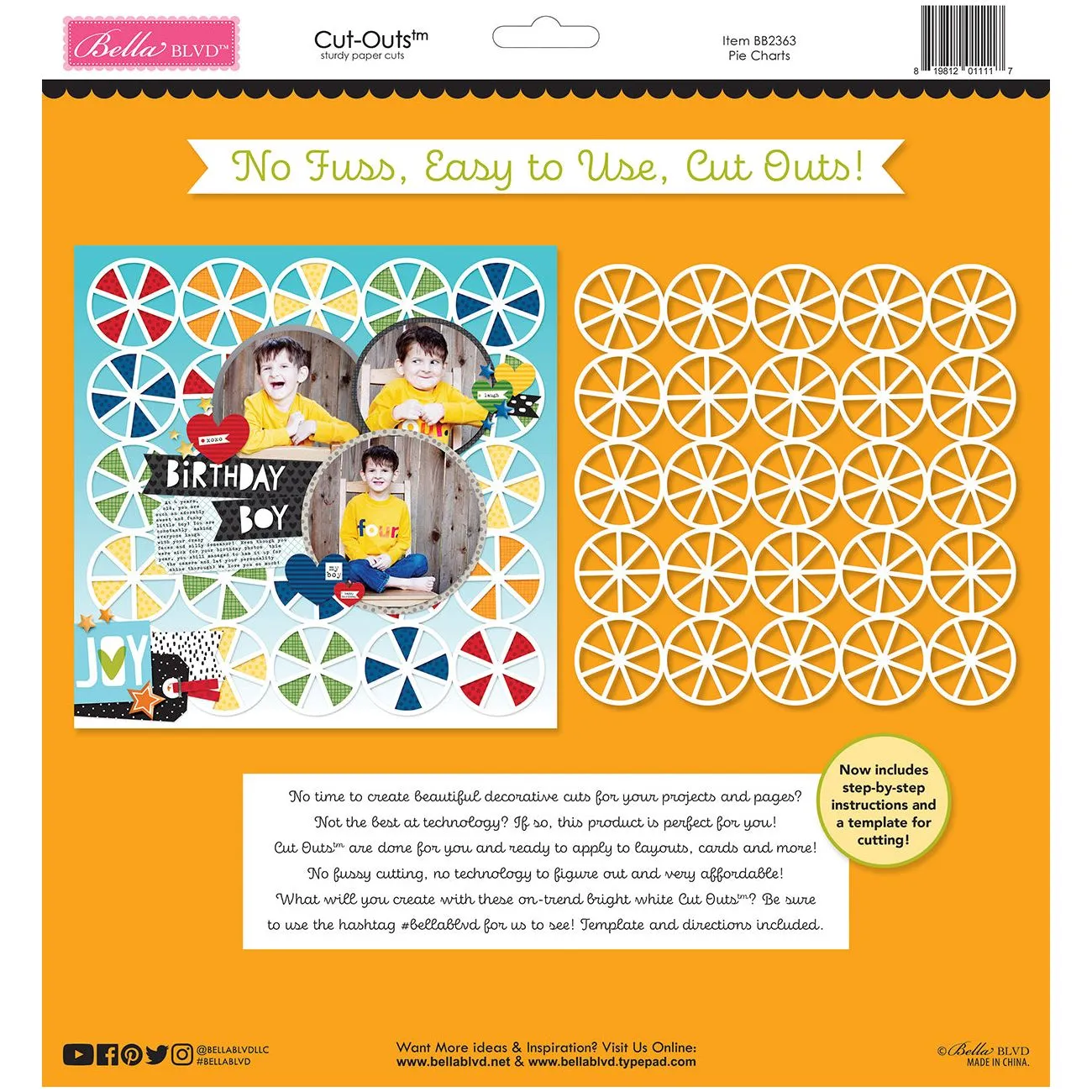 Bella Blvd - Let's Scrapbook! Collection - Coordinating - Cut Outs - Pie Charts / BB2363