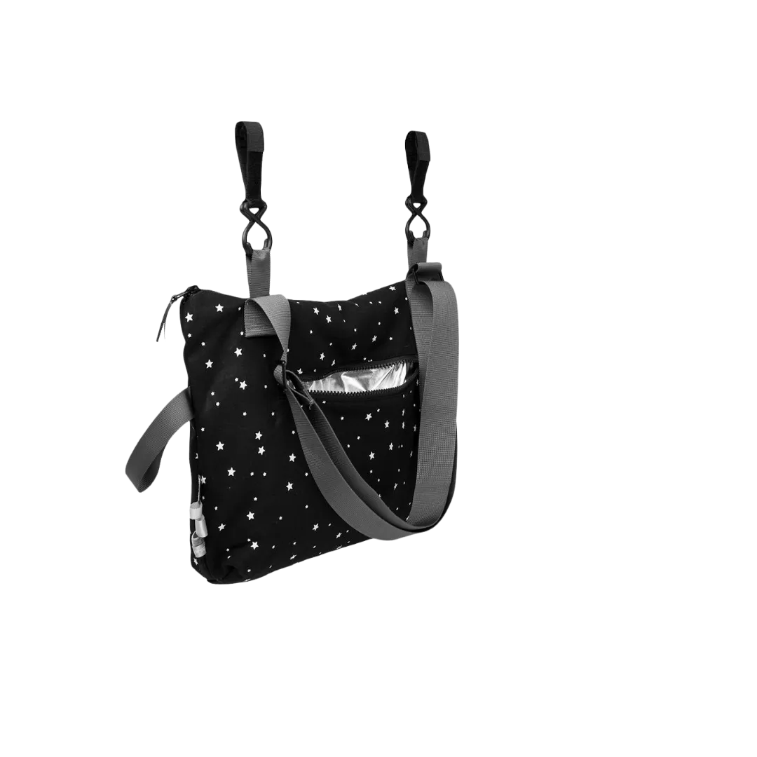 Black With White Stars Stroller Bag