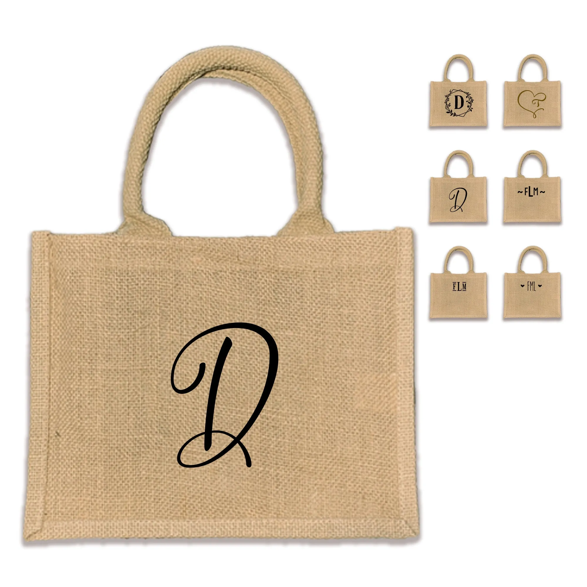 Boho Monogrammed Burlap Tote Bag