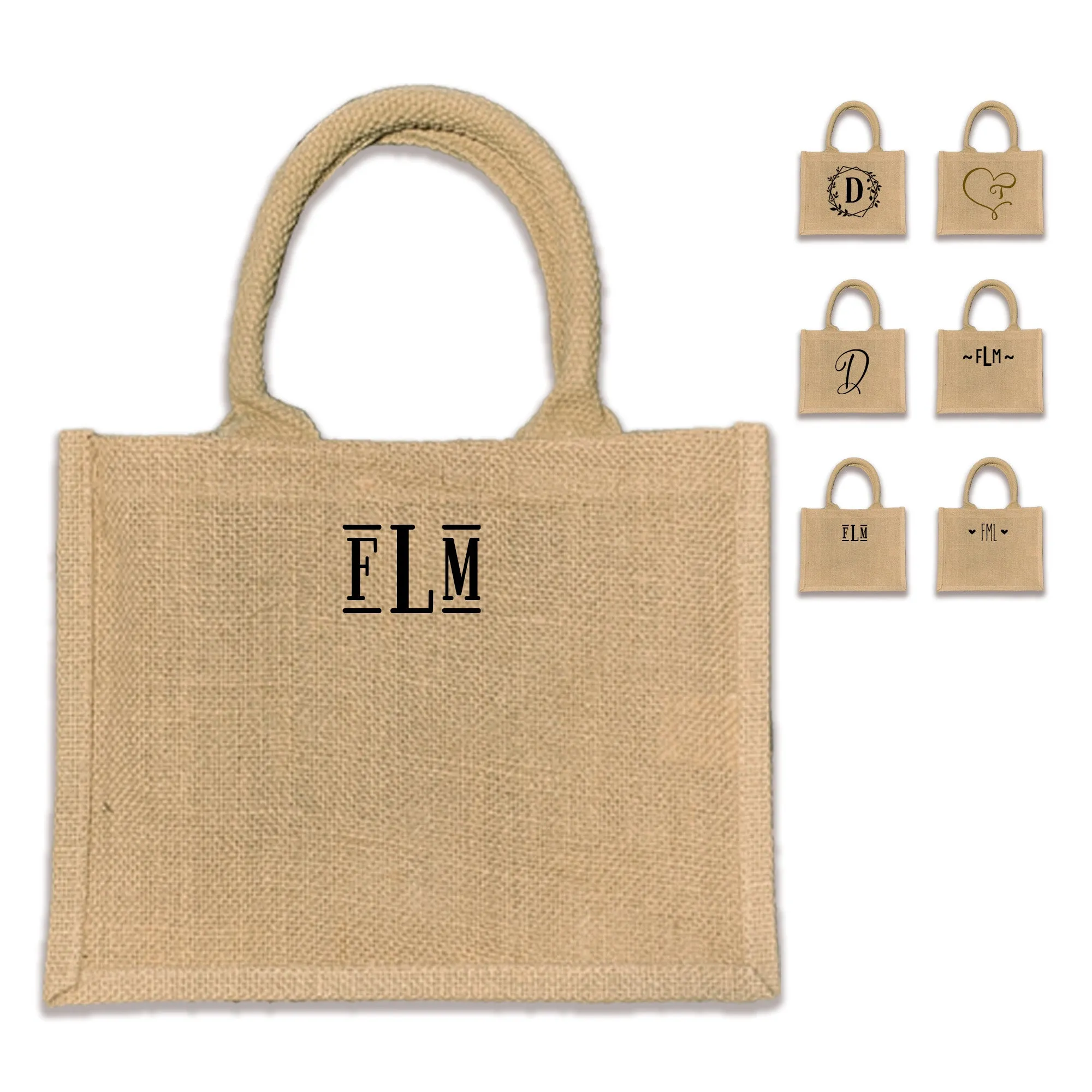 Boho Monogrammed Burlap Tote Bag
