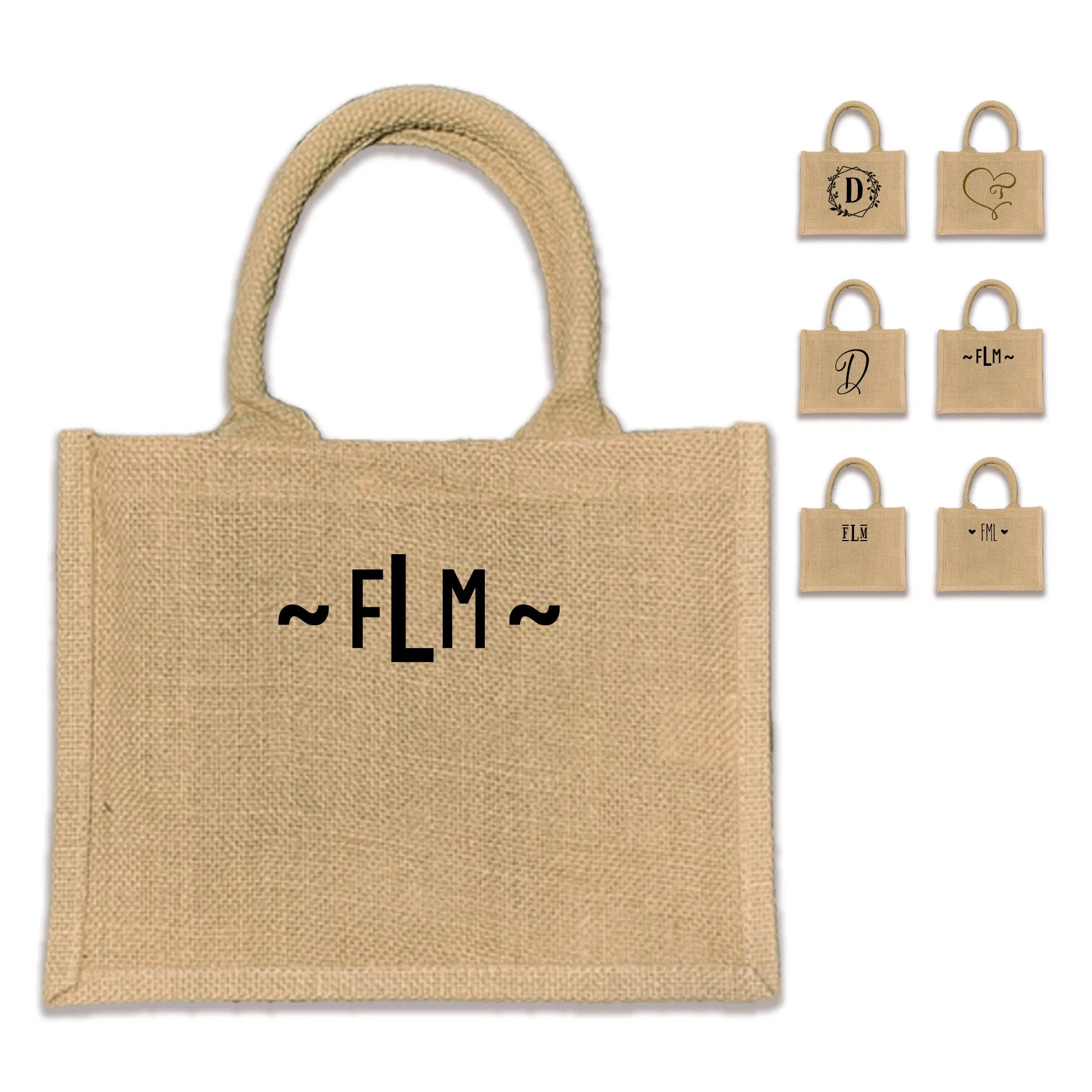 Boho Monogrammed Burlap Tote Bag