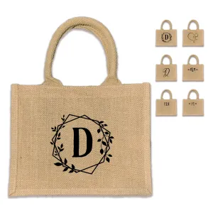 Boho Monogrammed Burlap Tote Bag