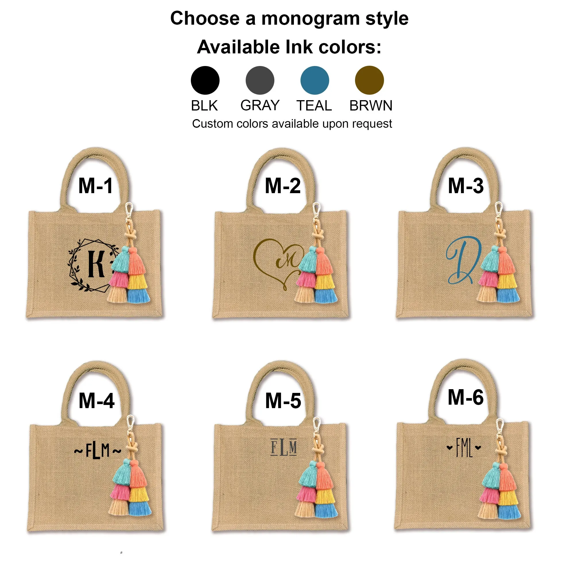 Boho Monogrammed Burlap Tote Bag