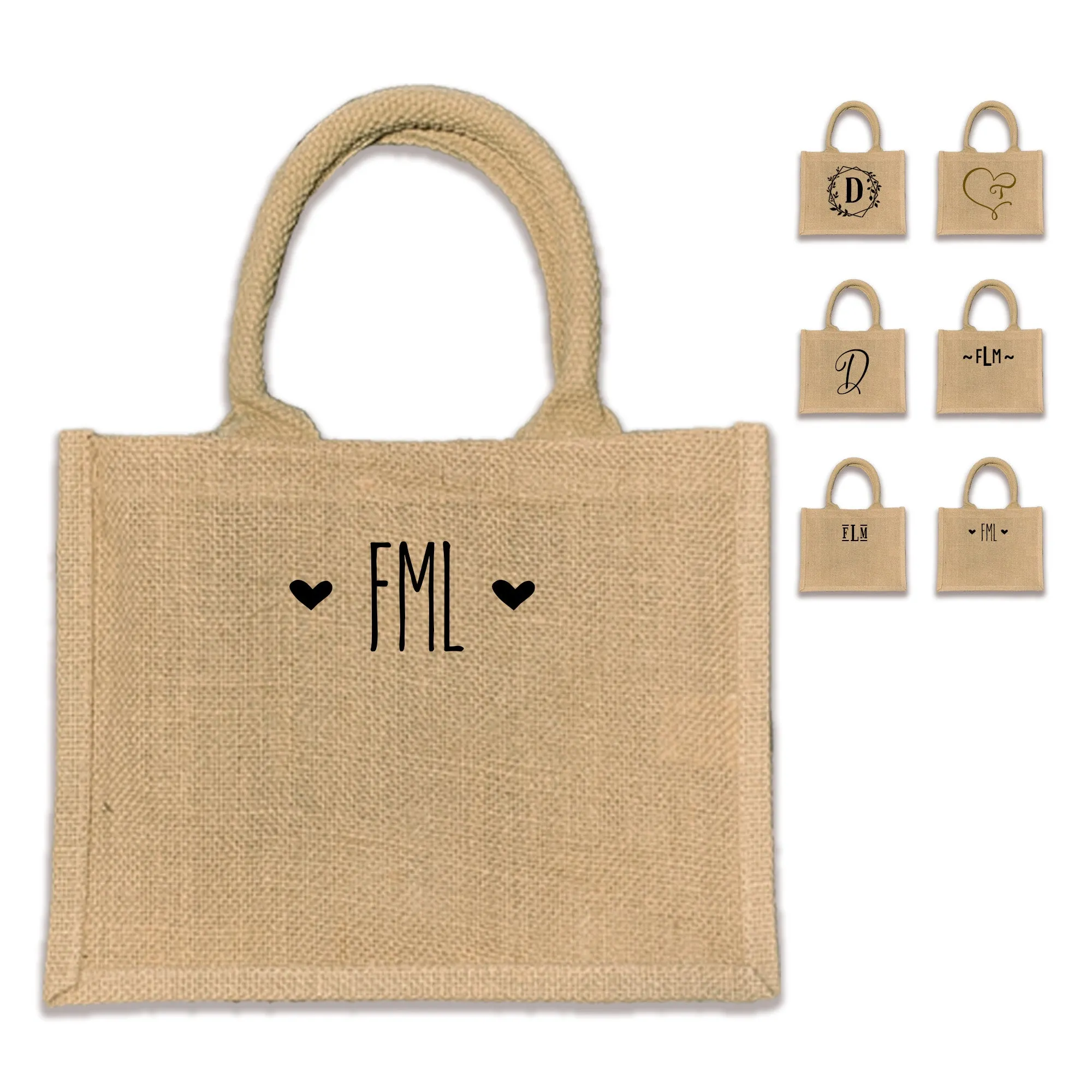 Boho Monogrammed Burlap Tote Bag