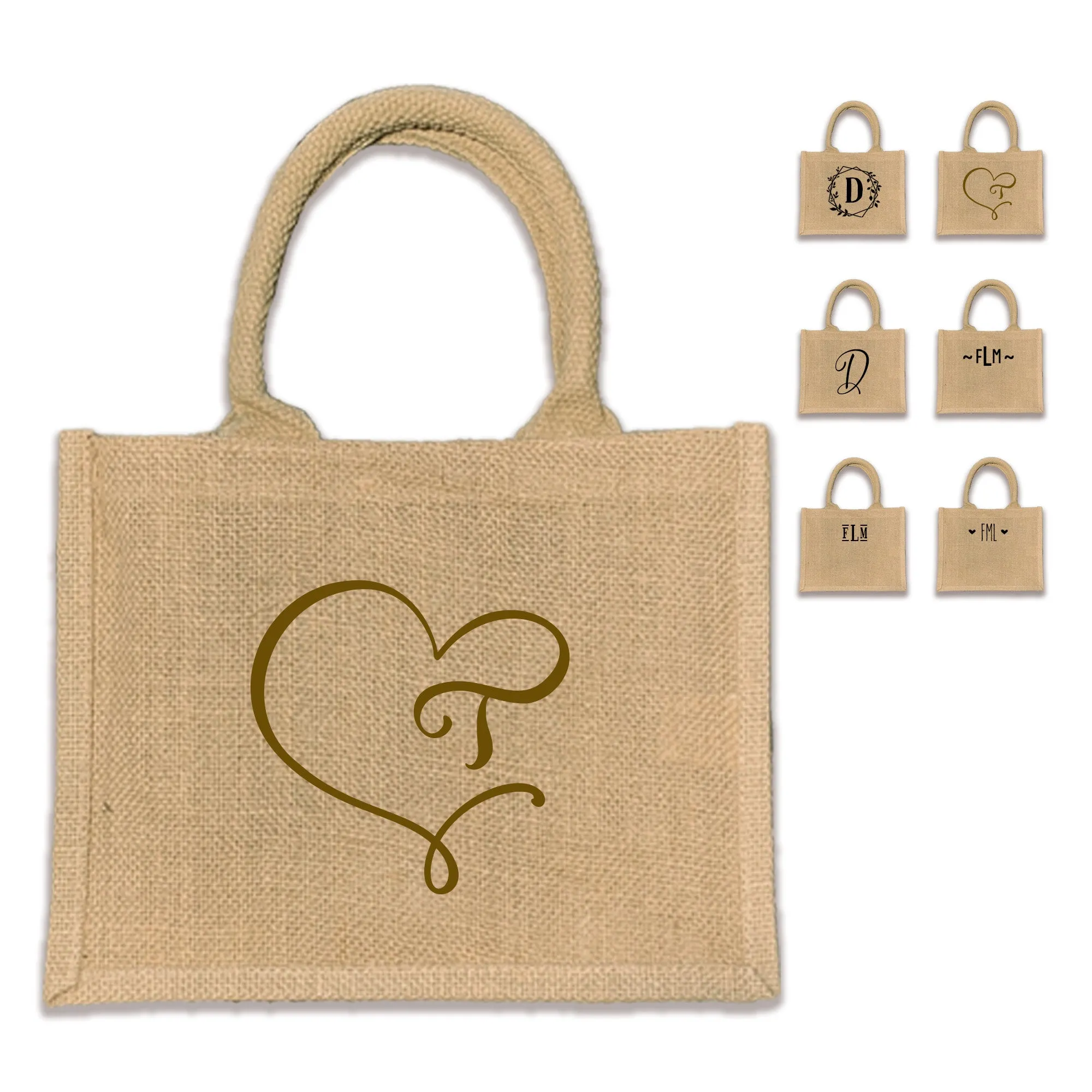 Boho Monogrammed Burlap Tote Bag
