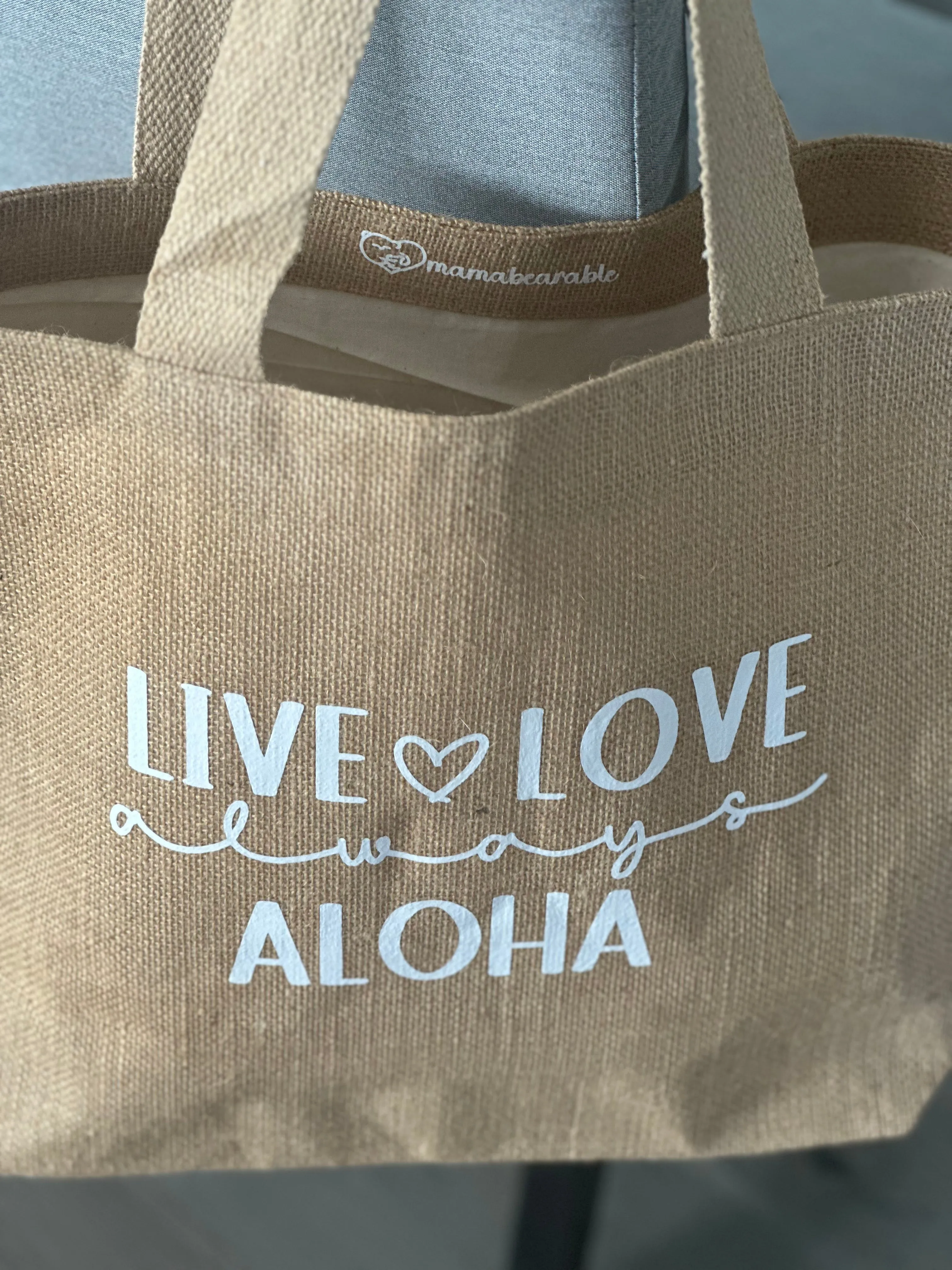 Burlap Tote - Live Love Aloha