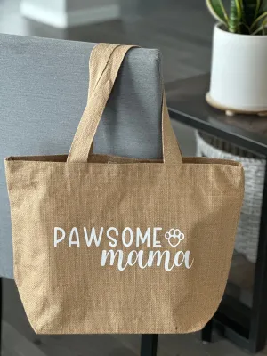 Burlap Tote - Pawsome Mama