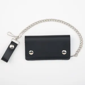 BW402-23  6" Biker Wallet- Plain Black