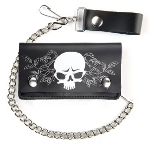 BW402C-226s  6" Biker Wallet- Skull w/ Snakes & Vines