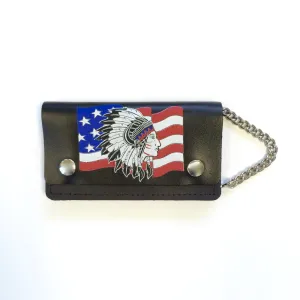 BW402CC-125  6 " Biker Wallet- Flag/Indian Head