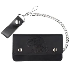 BW829-40  7" Oil Tanned Biker Wallet- Eagle Head