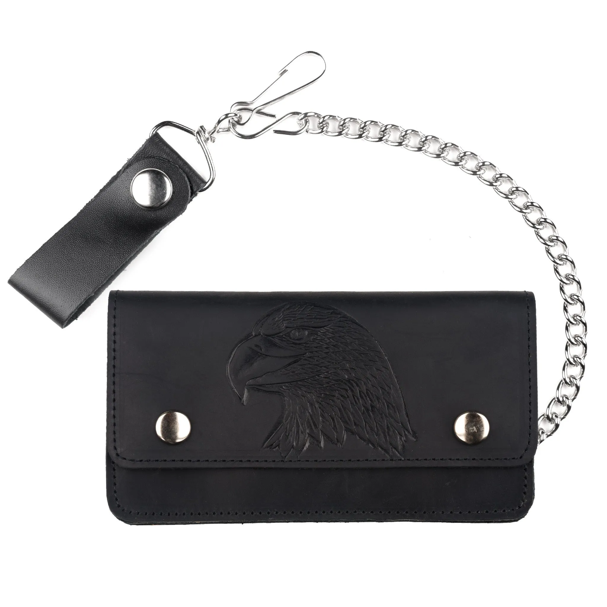 BW829-40  7" Oil Tanned Biker Wallet- Eagle Head