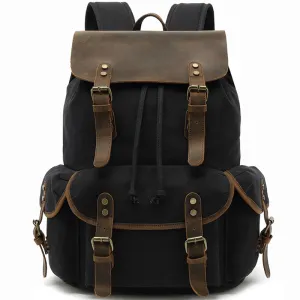 Canvas Backpack Drawstring Bookbag Fit 15.6in Laptop