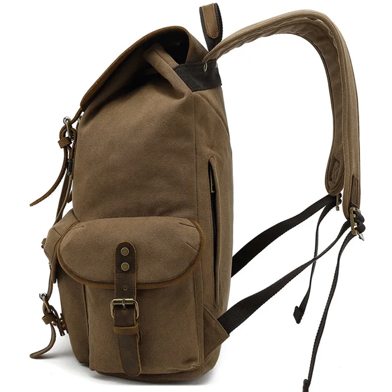 Canvas Backpack Drawstring Bookbag Fit 15.6in Laptop