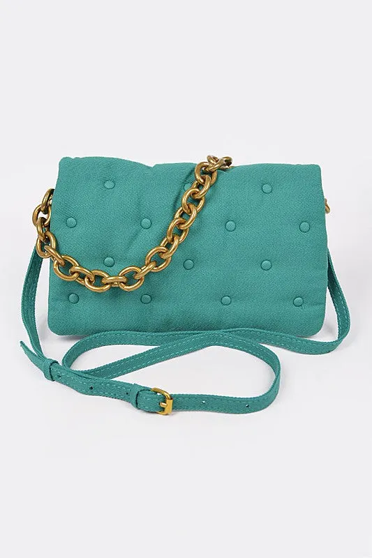 Canvas Studded Chain Bag