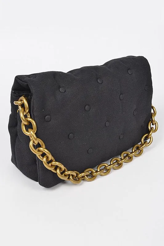 Canvas Studded Chain Bag