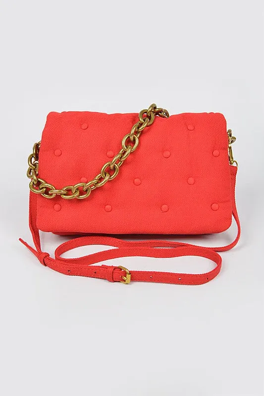 Canvas Studded Chain Bag