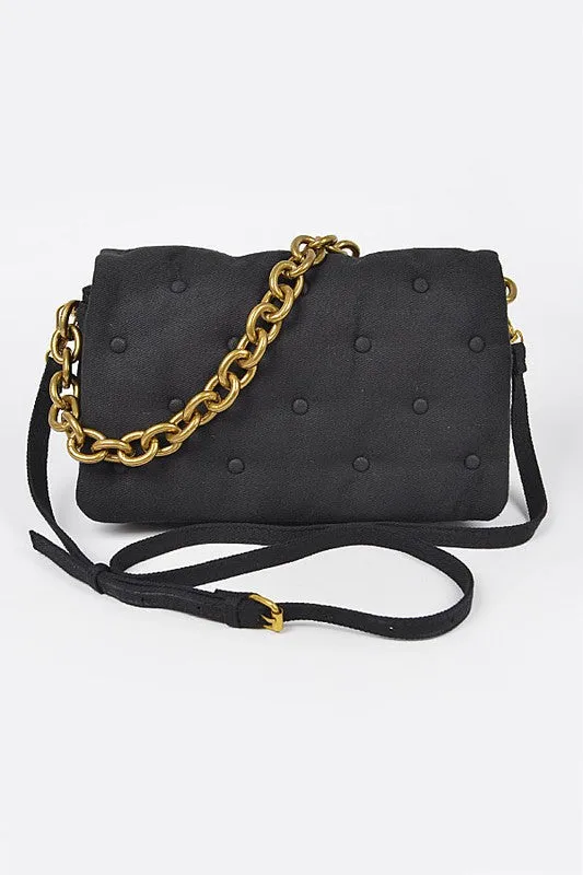 Canvas Studded Chain Bag