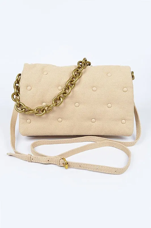 Canvas Studded Chain Bag