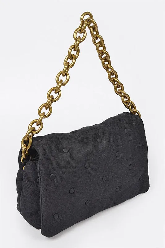 Canvas Studded Chain Bag