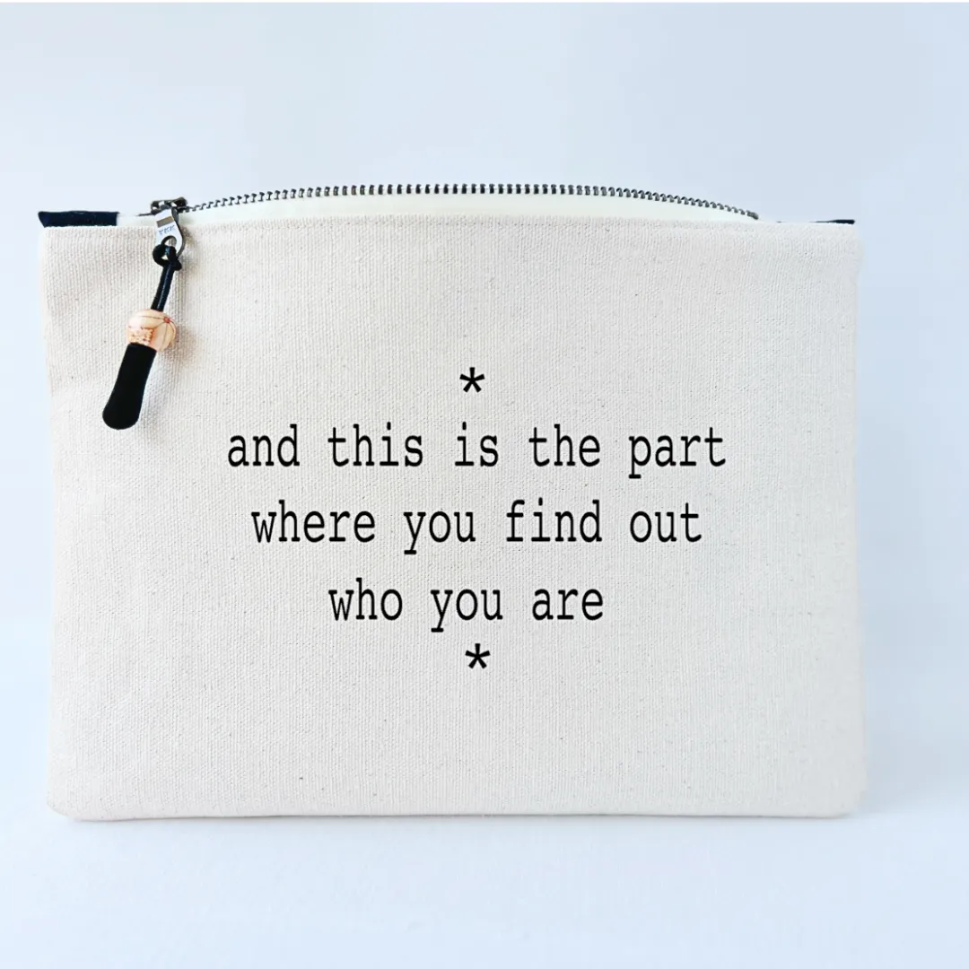 Canvas zip bag painted small - find out who you are