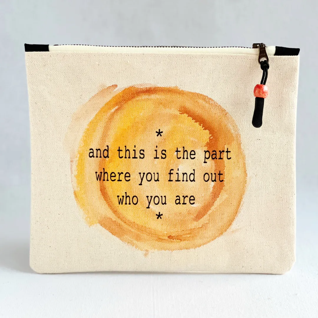 Canvas zip bag painted small - find out who you are