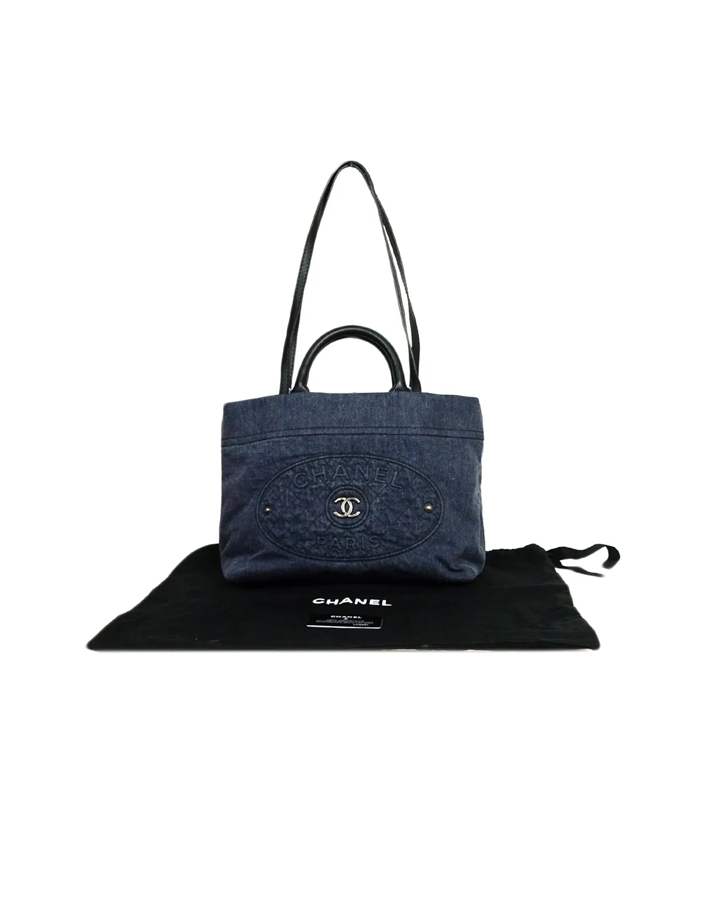 Chanel 2017 Blue Denim Deauville Style Tote Bag w. Straps