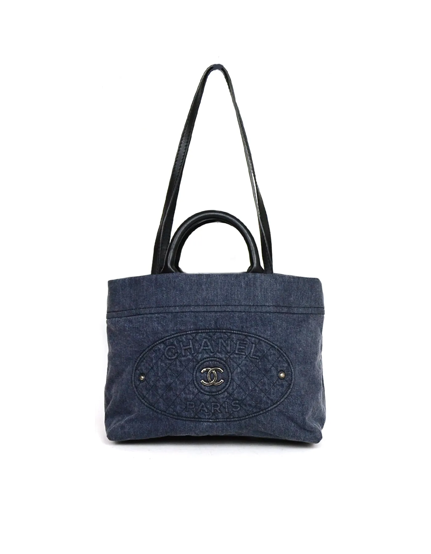 Chanel 2017 Blue Denim Deauville Style Tote Bag w. Straps